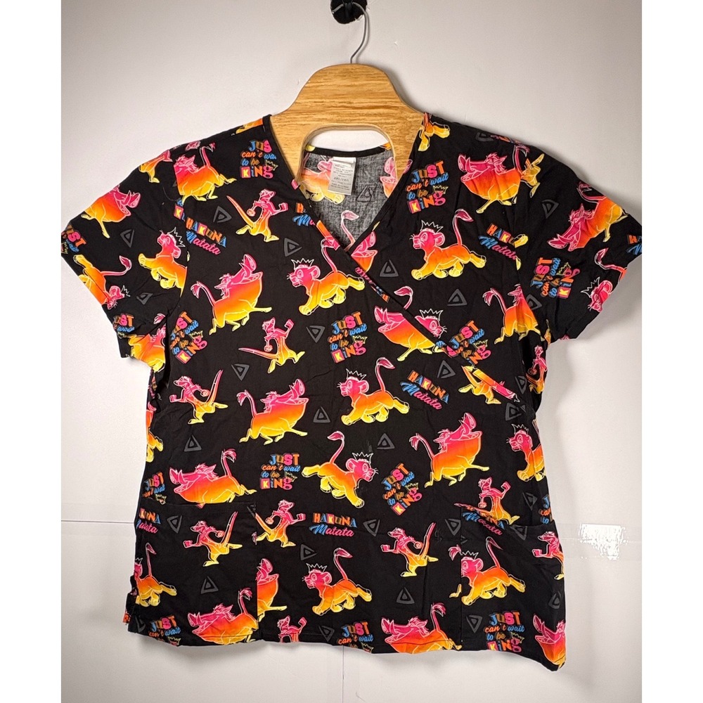 Disney Women's Lion King Scrub Top Size 2XL 100% Cotton‎ Hakuna Matata Nala Fun